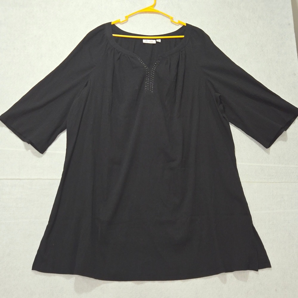 d.co denim‎ company Black V-Neck Embellished 3X Tunic Top